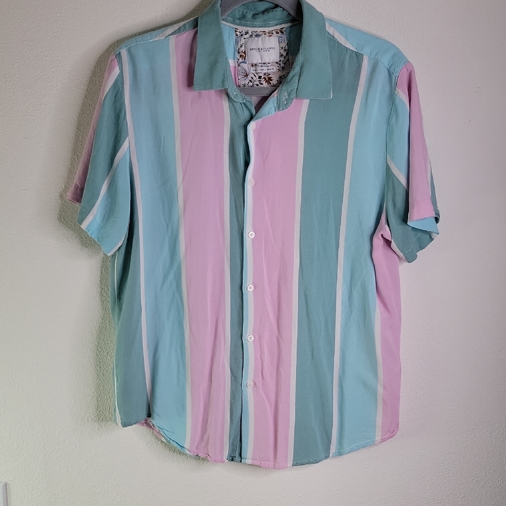 Denim & Flower By Ricky Singh Pastel Striped Men's Shirt - Large